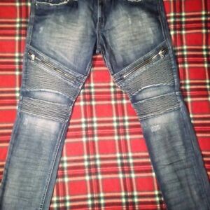 Rock Revival Blue Skinny Jeans with Zipper Details